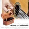 Guitar Pick Holder with 10 Picks - Wooden Pick Box with 2 Wood + 8 Celluloid Picks, Music Accessory Storage for Guitar Players
