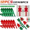 1/12pcs Christmas Ribbons Bows Cabinet Door Hanging Bows Ribbons Front Door Decorations Large Bows Xmas New Year Home Ornaments