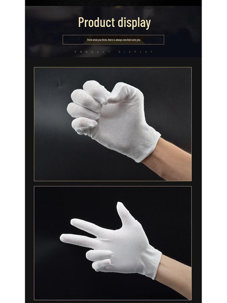 Pure Cotton Wear-Resistant Disposable White Gloves for Work and Etiquette