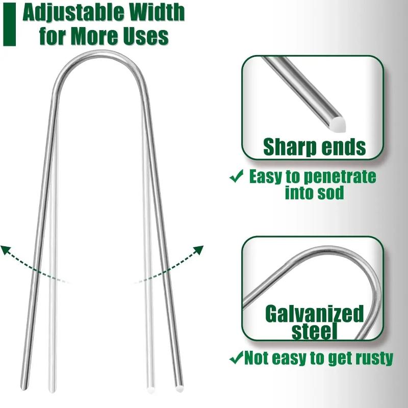 U-Type Sod Pins Lawn Anchors for Artificial Turf Landscape Fabric Fence Tubing Rust-Proof Weather-Resistant Garden Ground Nails