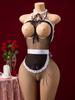 Porn Maid Role Play Crotchless Body Stockings For Sex Woman Open Bra Erotic Clothing Seduction Fishnet Sexy Lingerie With Apron