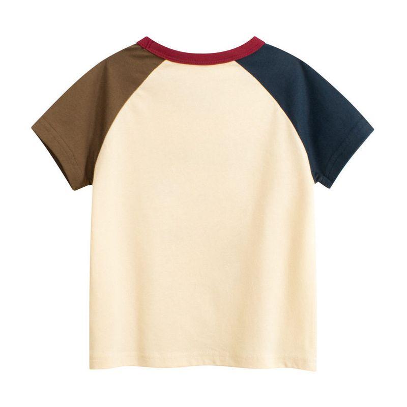 27Kids Children's Clothing Boys' Short-Sleeved T-Shirt Summer Kidsren's Half-Sleeved Raglan Sleeve Top Boy's Bear Pure Cotton Clothes