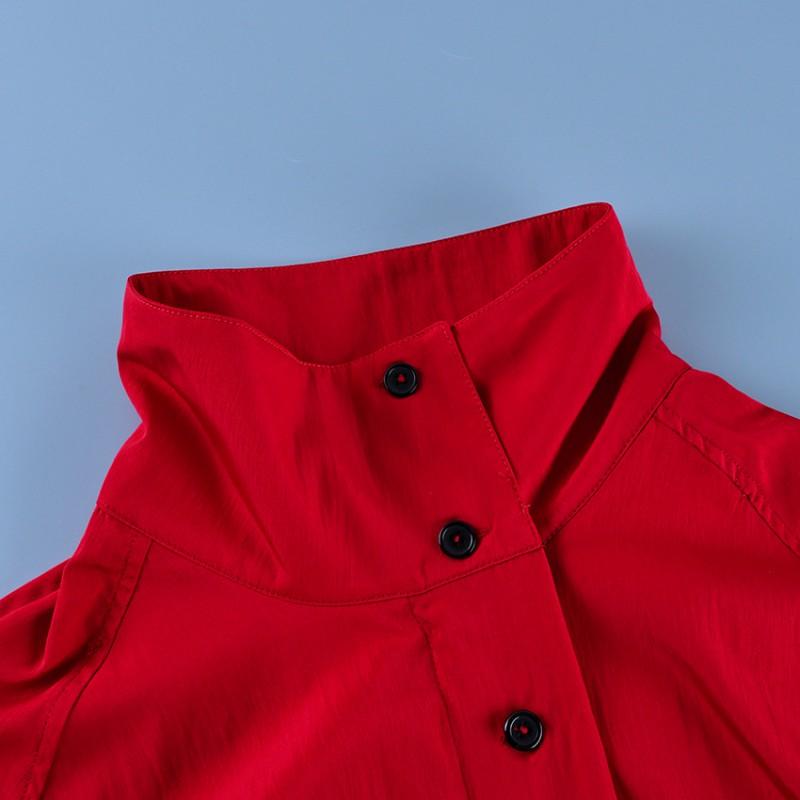 2025 Fall Winter Red Quick Dry Windproof Turtleneck Coat Women Slim Fit Commute Fashion
