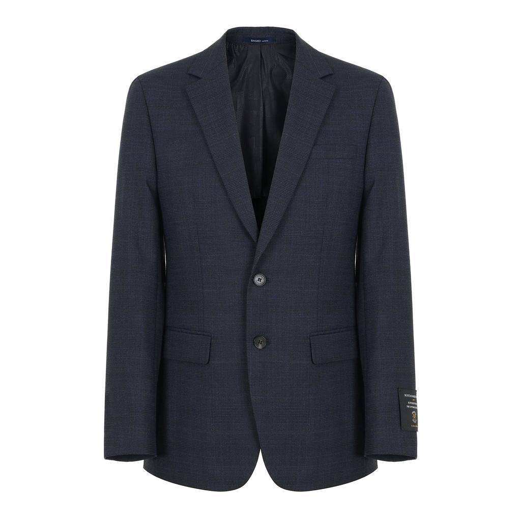 Bassohomme Wool Blended Slim Fit Shadow Check Jacket (Wsy1Jt17A)