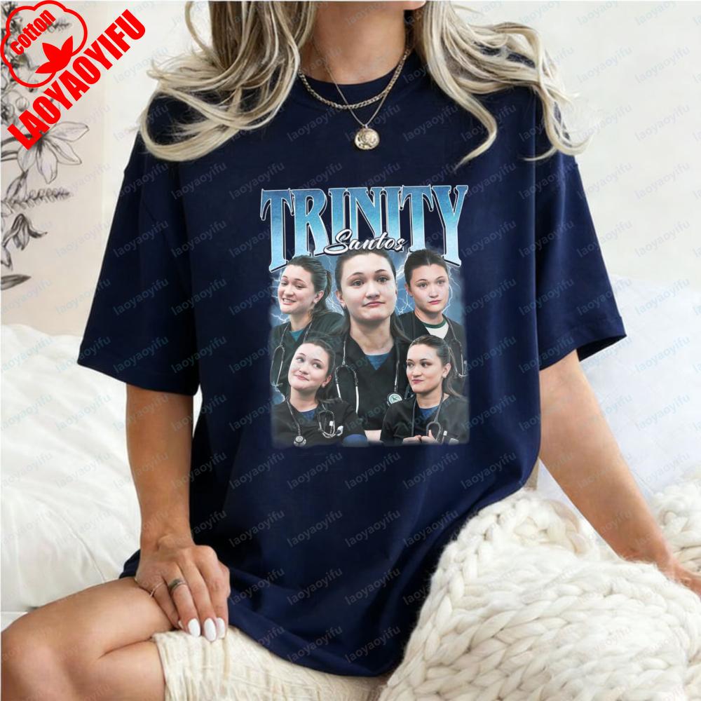 Trinity Santos TShirt for Women The Pitt Vintage Y2K Casual Cotton Tee Trend Medical Drama Fan Graphic Doctor TV Character Tops