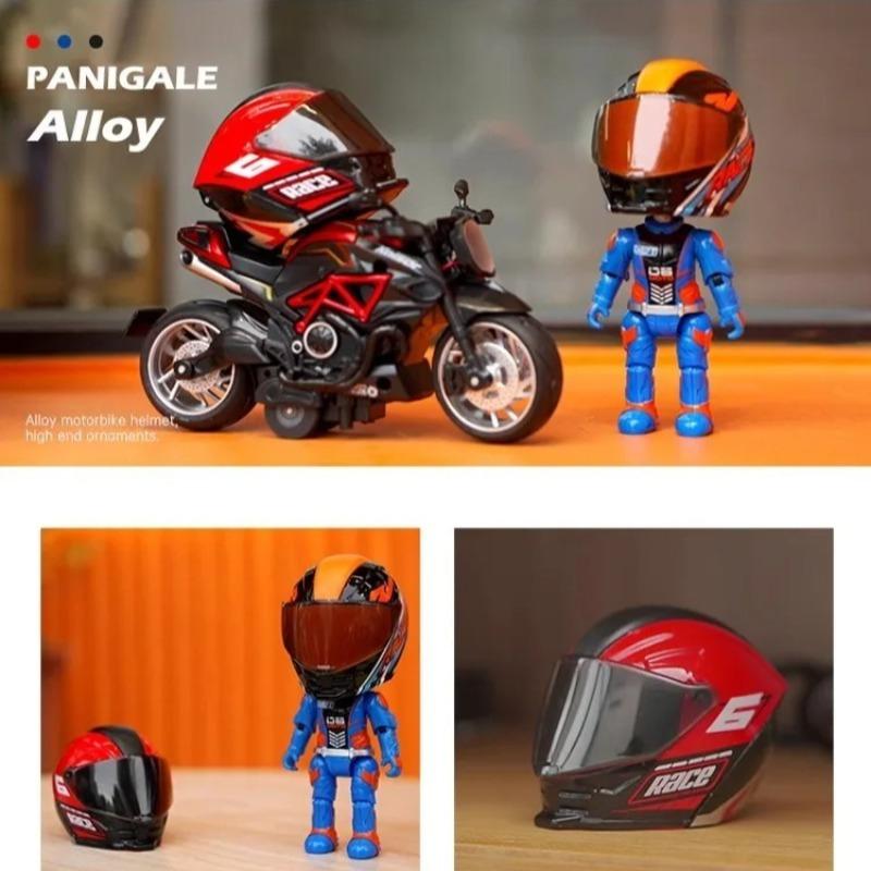 Simulation Motorcycle Rider Alloy Deformed Action Figure, Helmet Character Model, Desk Ornament Collectible Toy, Kids Boys Birthday Gift