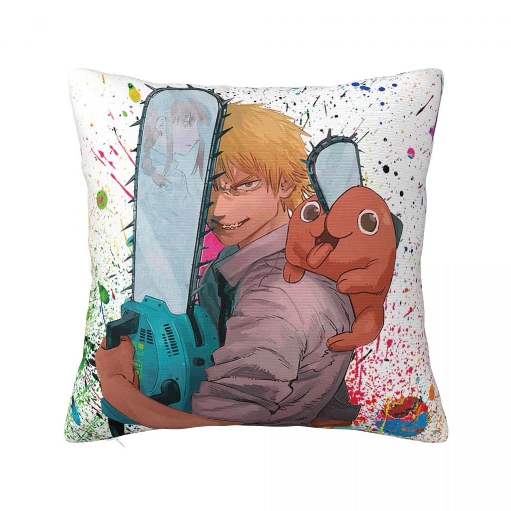 Chainsaw Man Volume  Cover Square Pillow Cases Denji Pochita Devil Makima Cushion Covers Fashion Decor Pillowcase for Car
