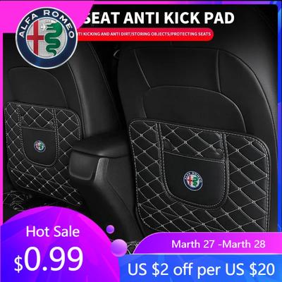 For Car Seat Back Anti Kick Pad Leather Scratch Mat For Alfa Romeo 146 147 155 156 159 Stelvio Giulia Giulietta Mito
