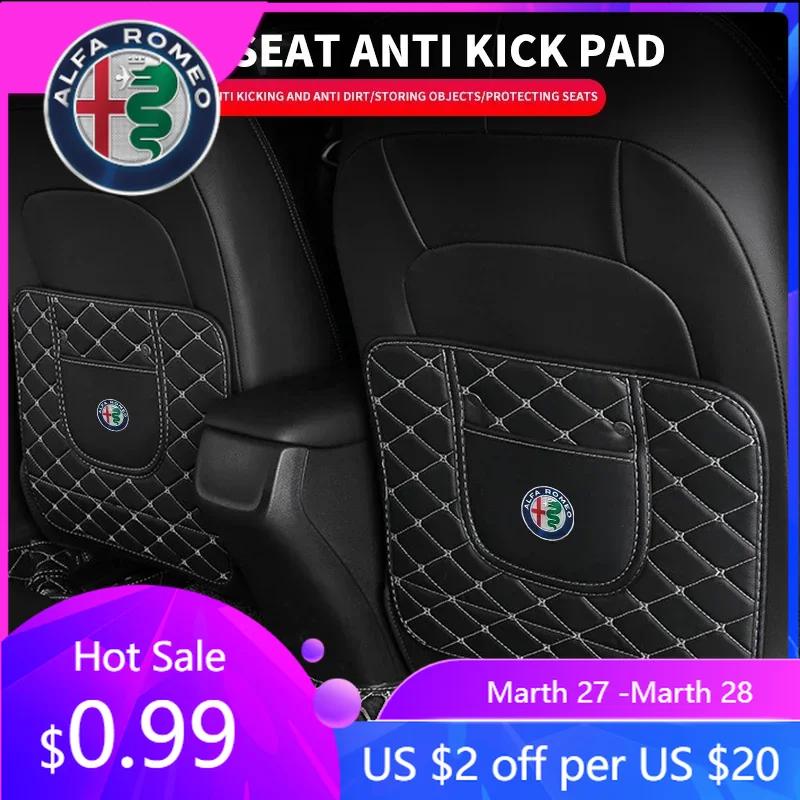 For Alfa Romeo Car Seat Back Anti Kick Pad Leather Scratch Mat For Alfa Romeo 146 147 155 156 159 Stelvio Giulia Giulietta Mito