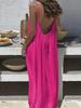 Vestido Tejido Holgado sin Espalda con Tirantes Finos para Mujer Tallas Grandes