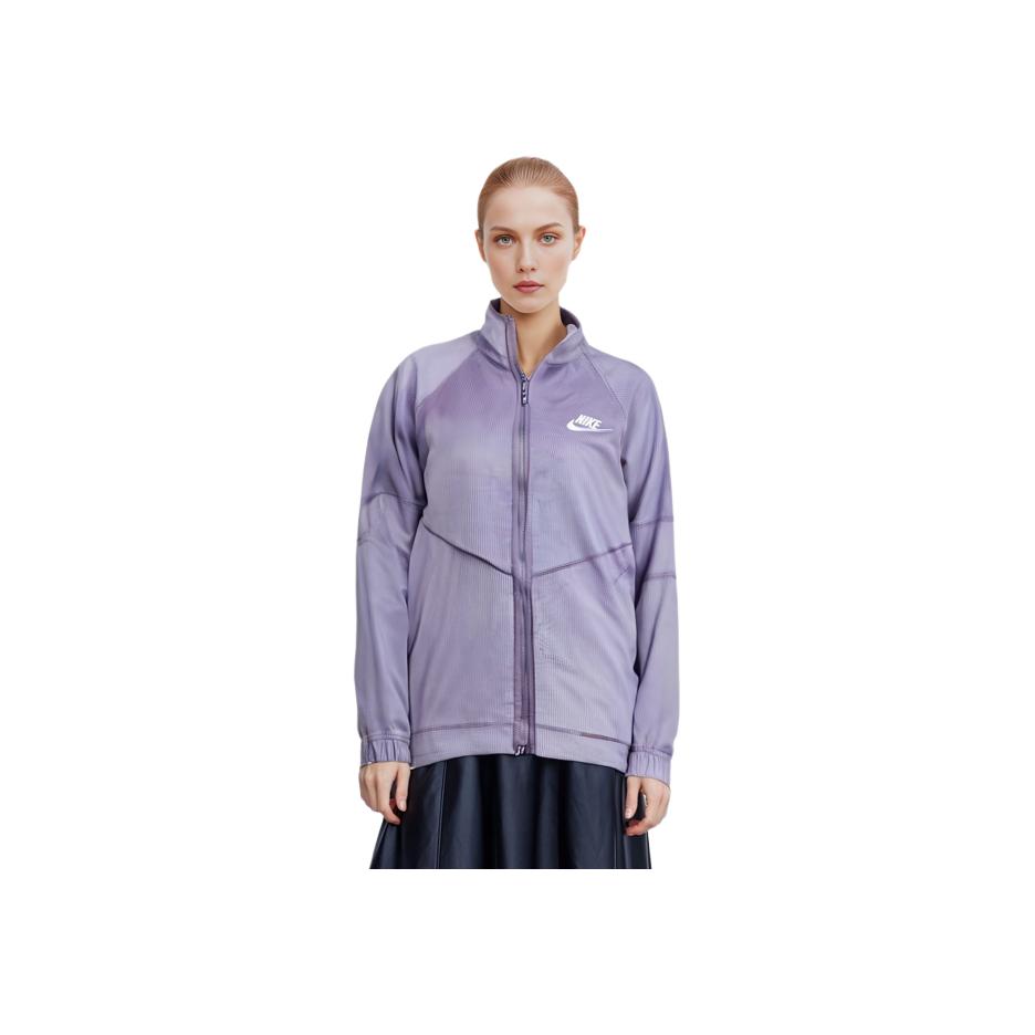 Nike Printed Stand Collar Windbreaker Jacket Women Outerwear Purple DO2325-555
