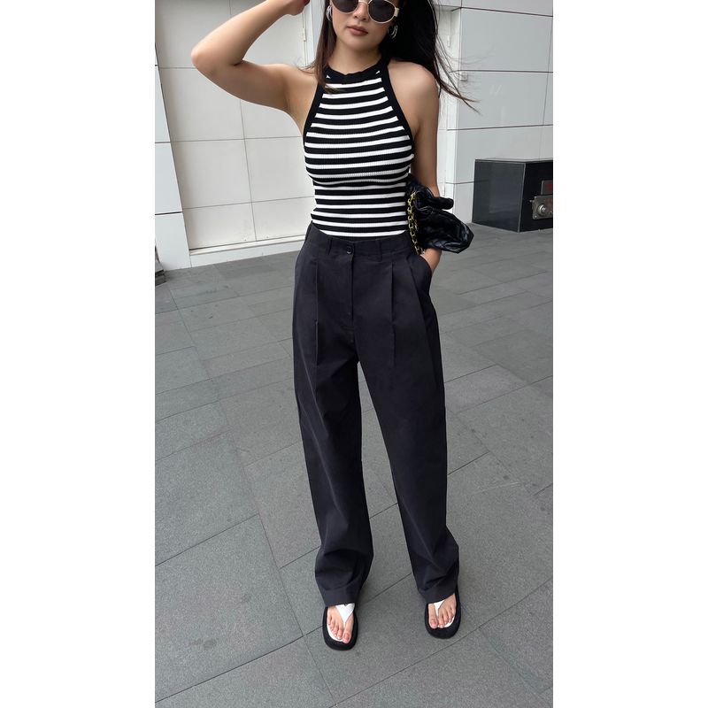 

Vjisha Хлопковая смесовая лайкра Свободные Брюки с высокой посадкой на резинке Широкие штанины Подходят ко всему