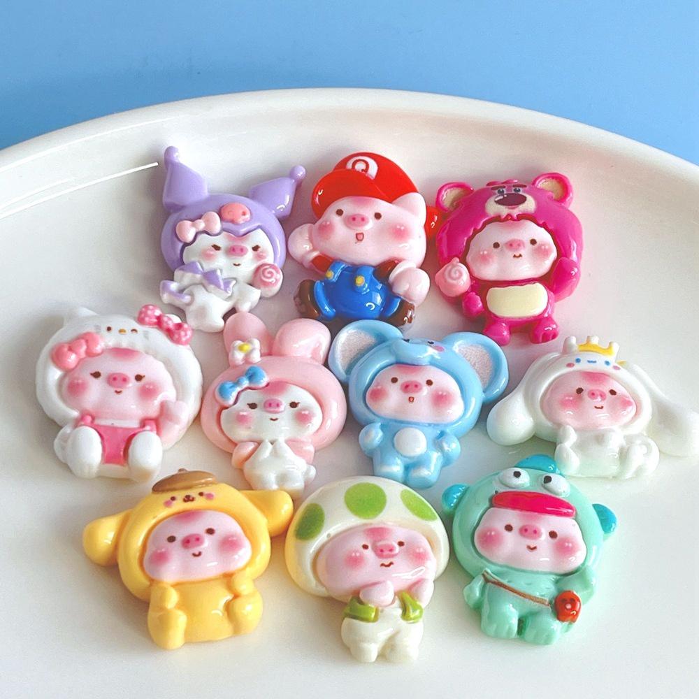 Cute Cartoon Pig Resin Accessories For Diy Phone Cases And Hair Accessories Cream Glue