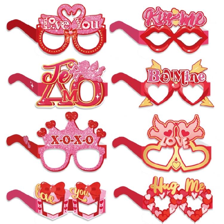 8 шт. Очки ко Дню святого Валентина Бумажные Очки в форме Сердца Очки ко Дню святого Валентина Очки для Вечеринки ко Дню святого Валентина Декор для Вечеринки ко Дню святого Валентина 1