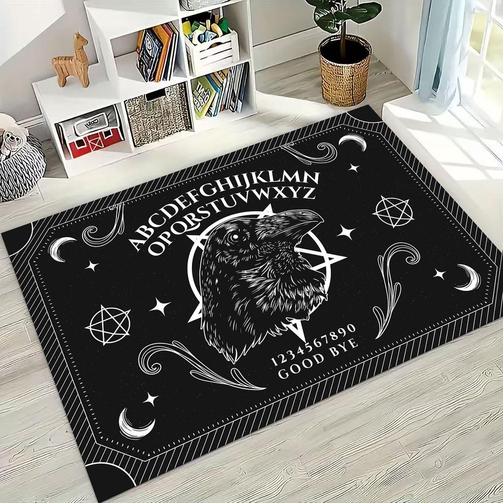 3D Retro Witch Ouija Gothic Spirit Board Rug for Bedroom Living Room Sofa Home Doormat Decor, Large Kids Play Non-slip Floor Mat