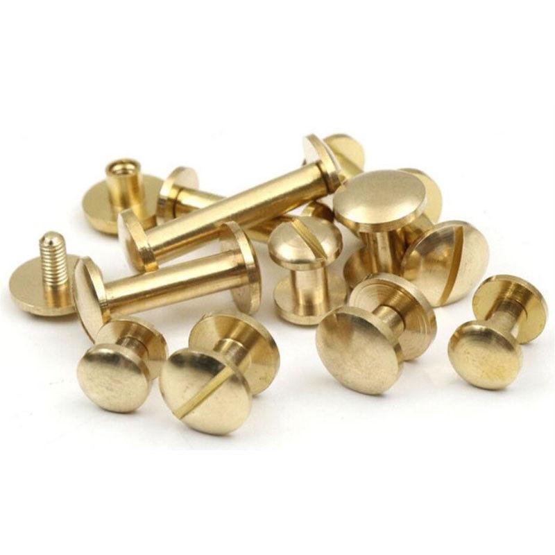10pcs Craft Belt Wallet Solid Brass Leather Nail Rivets Chicago Screws