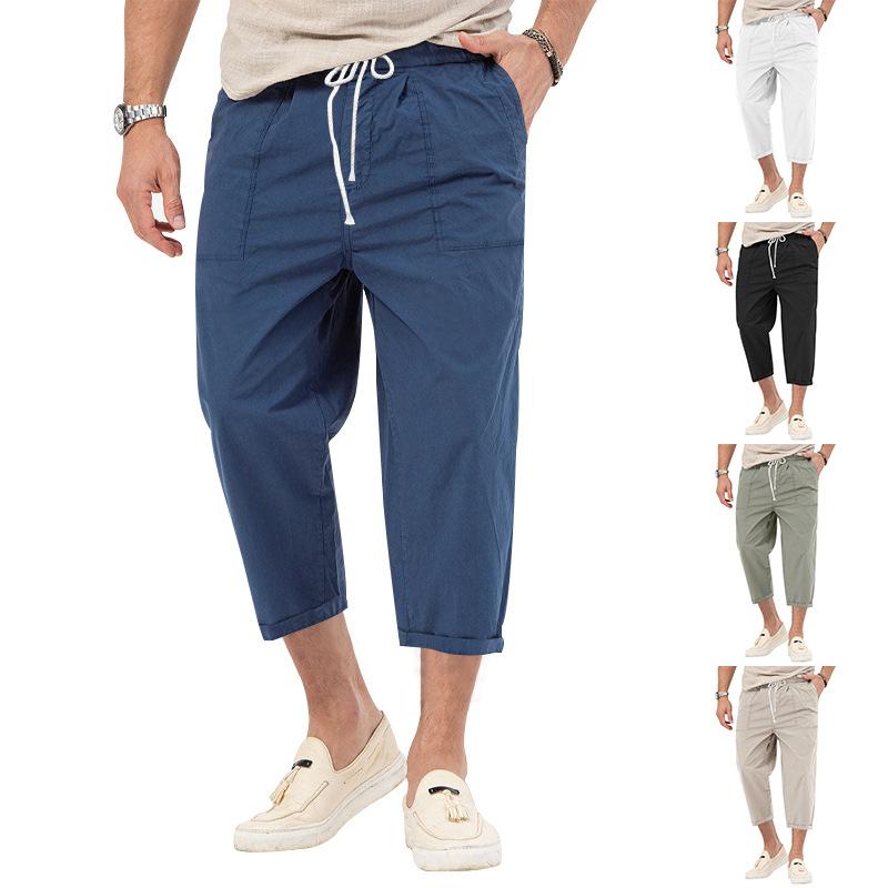 Neue Herren Basic Freizeithose mit geradem Bein und einfarbig für Männer Frühling und Sommer Neue Herren Freizeithose