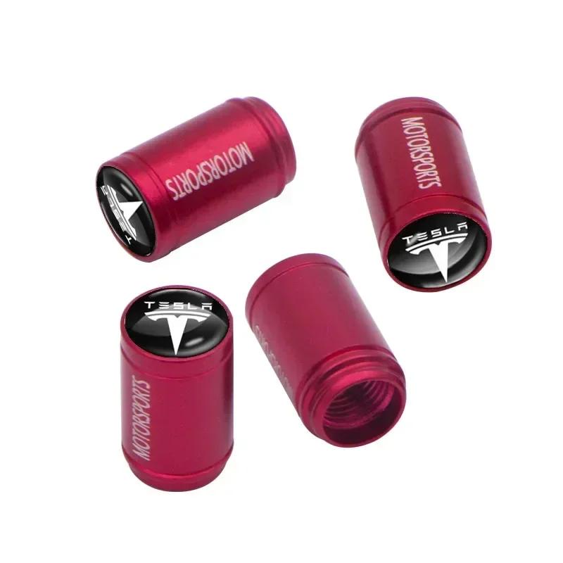 

Car Sticker Tesla 4Pcs Car Logo Sports Wheel Tire Valve Stem Caps Cover Car Styling For Tesla Model 3 Model X Y Style MODEL S RO красный