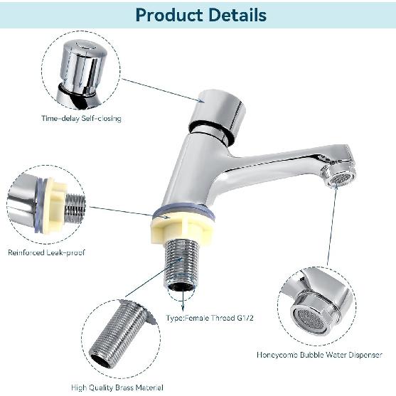 Single Hole Bathroom Faucet, Face Basin Faucet for Bathroom Sink Restroom Faucet Cold Water Faucet for Home or Outdoor G1/2