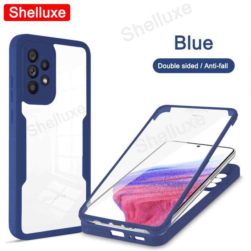 360 Heltäckande Framsida+Baksida Genomskinligt Skal Shelluxe För Samsung Galaxy A72 A52 A52S A32 A22 A73 A53 A33 A13 Silikon Dubbelsidigt Skydd