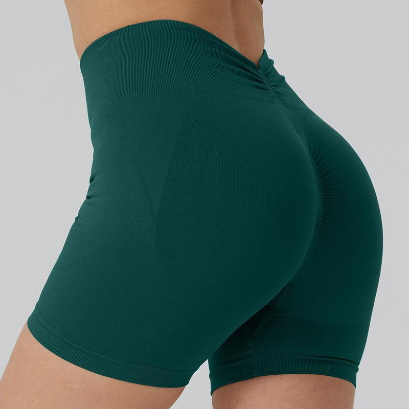 Seamless V-Waist Yoga Shorts, Quick Drying High Waist Sports Cycling Leggings, Slimming And Hip Lifting High Stretch Shorts For Women