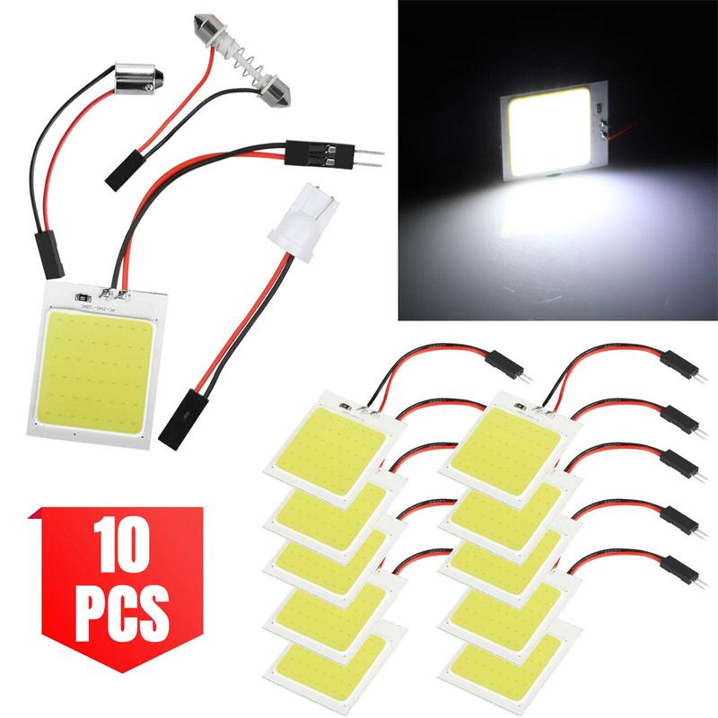 

10X T10 Ba9S Car Led Cob 48Smd White Parking Bulb Auto Interior Reading Panel Lamp Super Bright Festoon License Plate Lights