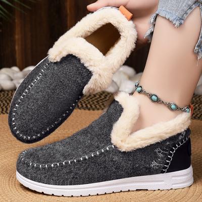 Baumwollschuhe für Damen, Übergrößen-Schneestiefel, Fleece- und verdickte Baumwollstiefel, Modische Damenstiefel, Kältefeste und warme Baumwollstiefel
