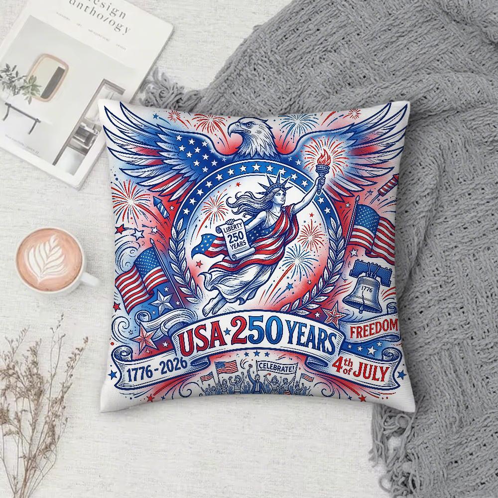 American th Anniversary Pillow Case Square DoubleSided Printing Sofa Cushion Cover Pillowcase Bedroom Bedside