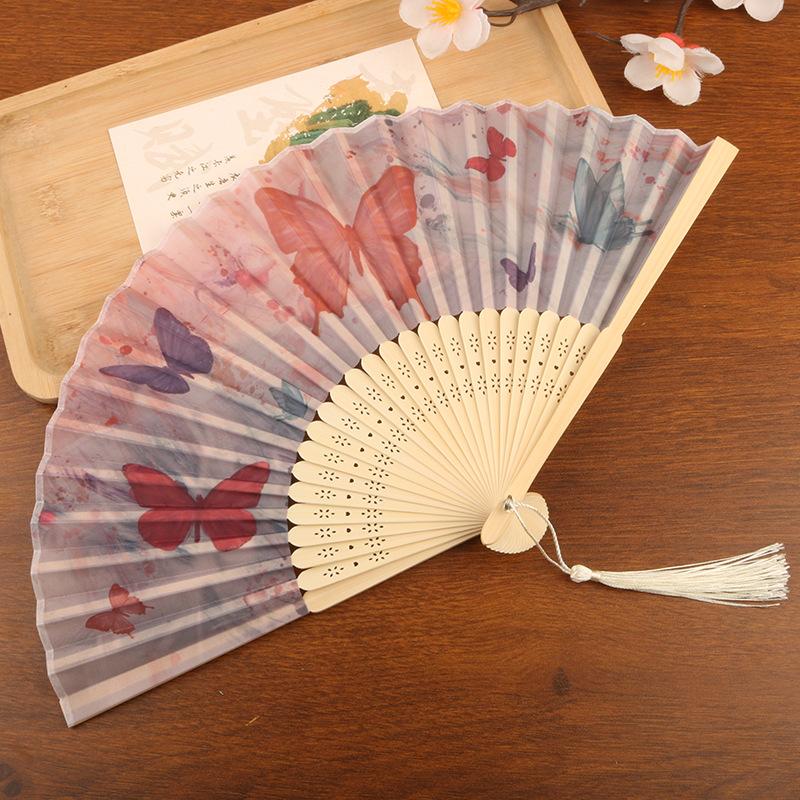 Vintage Silk Folding Fan Classical Chinese Japanese Dancing Fans Hand Fan Crafts Gifts Dance Decorative Performance Props Gift