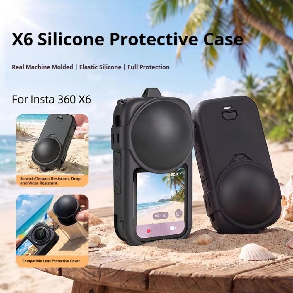 With Lens Cap Camera Body Cover Silicone Sleeve Skin Case for Insta360 X6 Action Camera Accessories