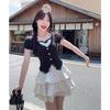 Sweet and Fashionable Fake Two-piece Top Waist Skirt Two-piece Set Summer Japanese Soft Sister Shirt Tutu Skirt Set Women
