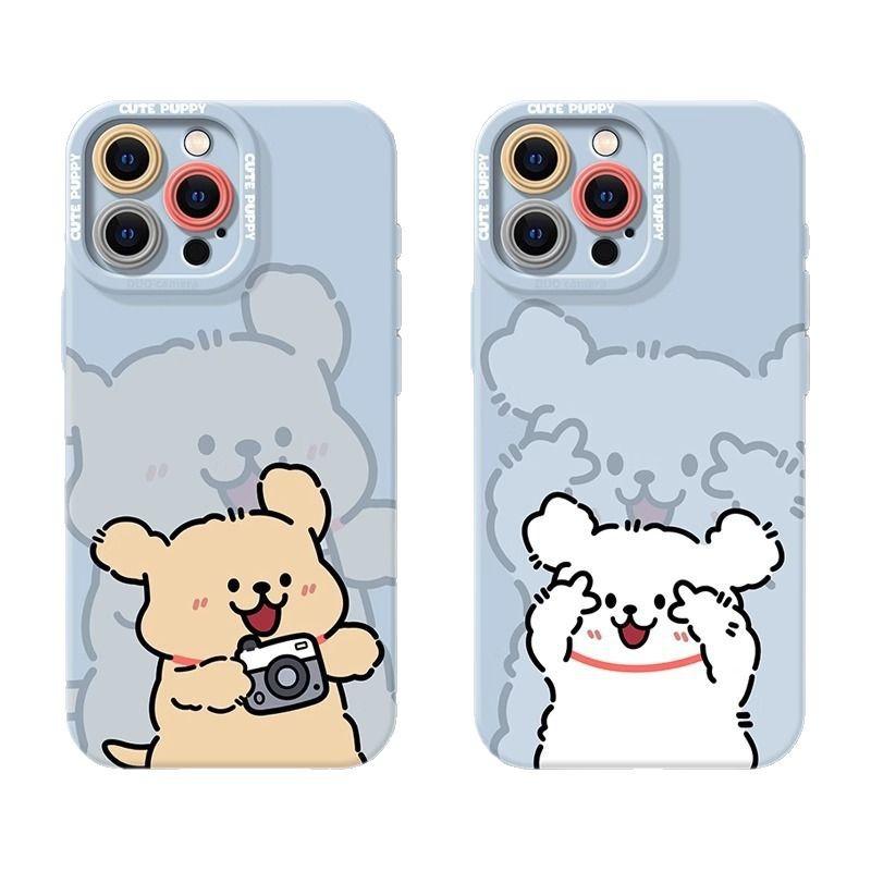 Take a Picture of the Puppy Mobile Phone Case, Suitable for Apple 16promax Cartoon Cute iPhone15pro Lens All-inclusive 13p.