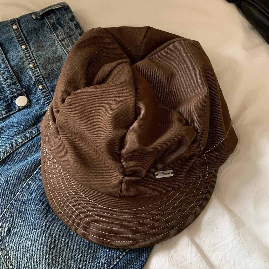 Spring and Autumn Folded Denim Octagonal Hat Women's Face Small Shade Basin Hat Versatile Fashion Painter Hat