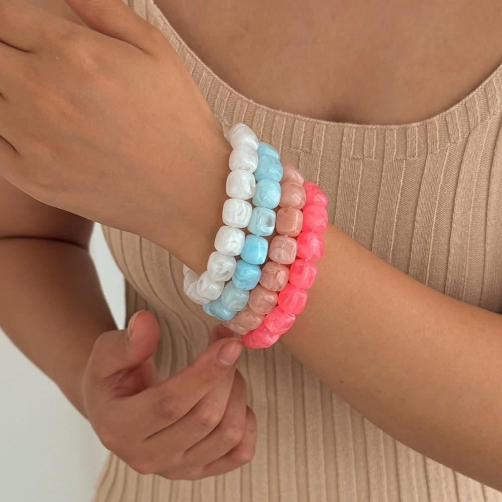 4Pcs Stackable Beads Bracelet Set Multicolor Cuff Bracelet Set New Round Bangles  Women