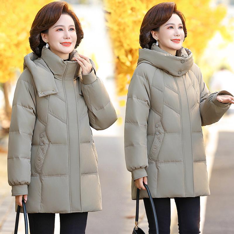 Middle Aged and Elderly Women's Thick Down Jacket Winter Large Size Loose and Slimming Mom Cotton Jacket