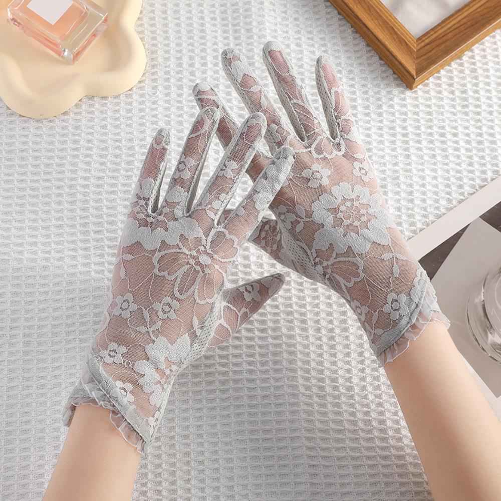 Mănuși de Dantelă de Vară Antiderapante cu Degete Întregi cu Touchscreen pentru Condus în Aer Liber Protecție Solară Călărie Anti-UV Mănuși de Mătase de Gheață