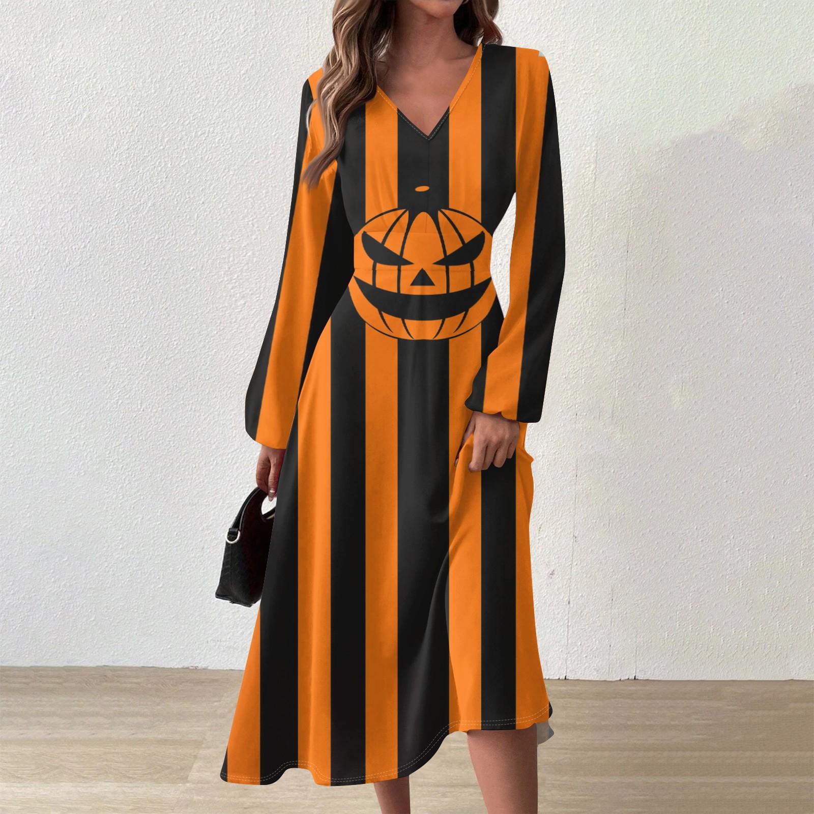 

Женское осенне-зимнее повседневное модное длинное платье с v-образным вырезом и длинным рукавом с принтом S имбирный