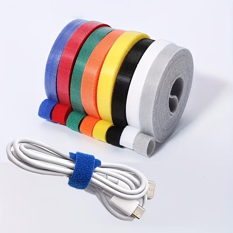 1pc 5m/196.85in Multi Colored Reusable Hook and Loop Fasteners for Cable Management and Organization