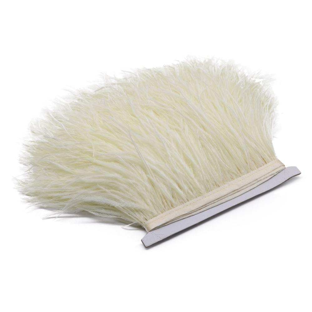 Feather1M Natural White Fluffy Ostrich Feather Trims for DIY Craft Wedding Decoration Colored Plume Ribbon Sewing dress Clothing 8-10cm