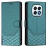For Oppo F29 5G Case Imprinted Honeycomb RFID Blocking Leather Phone Cover with Strap