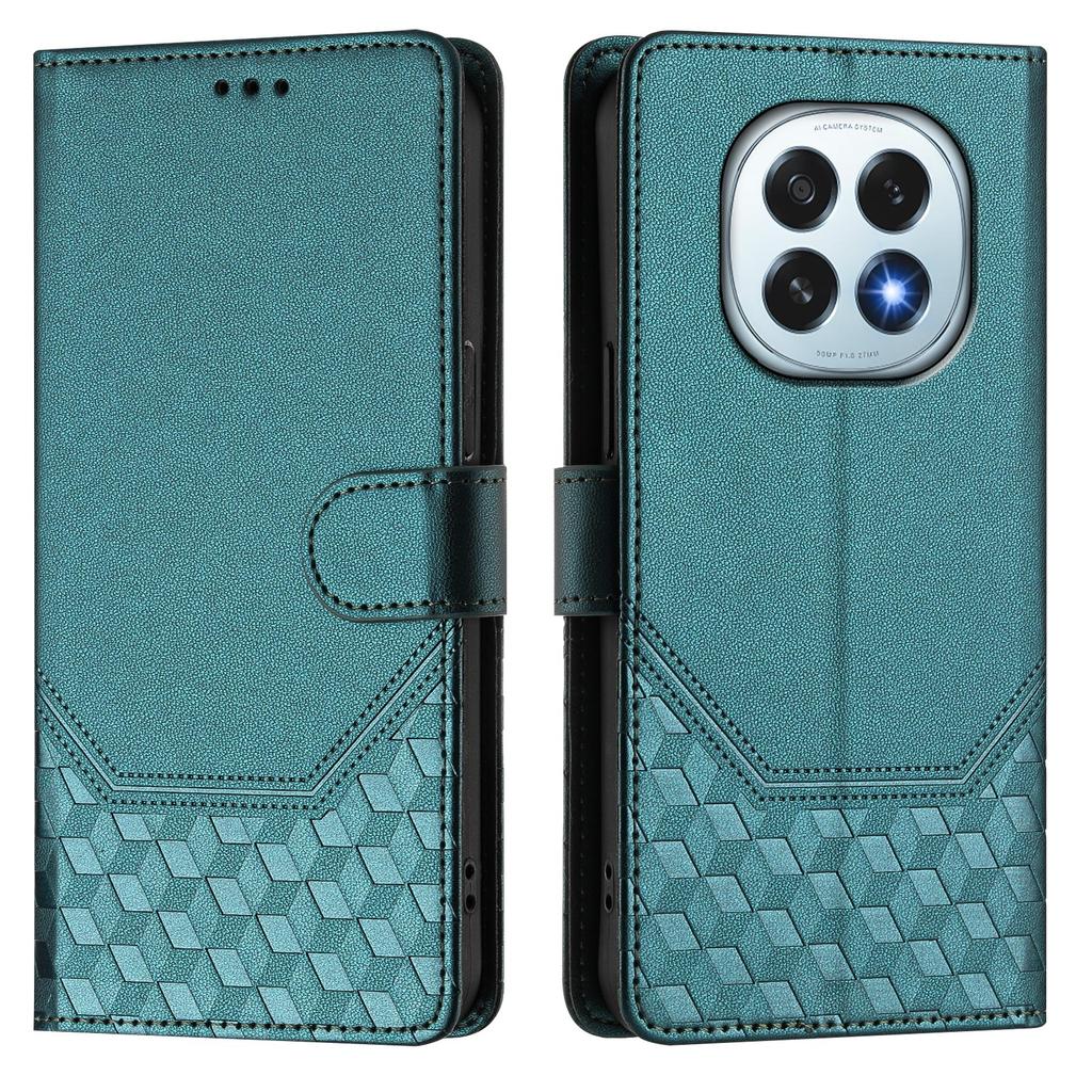 For Oppo F29 5G Case Imprinted Honeycomb RFID Blocking Leather Phone Cover with Strap