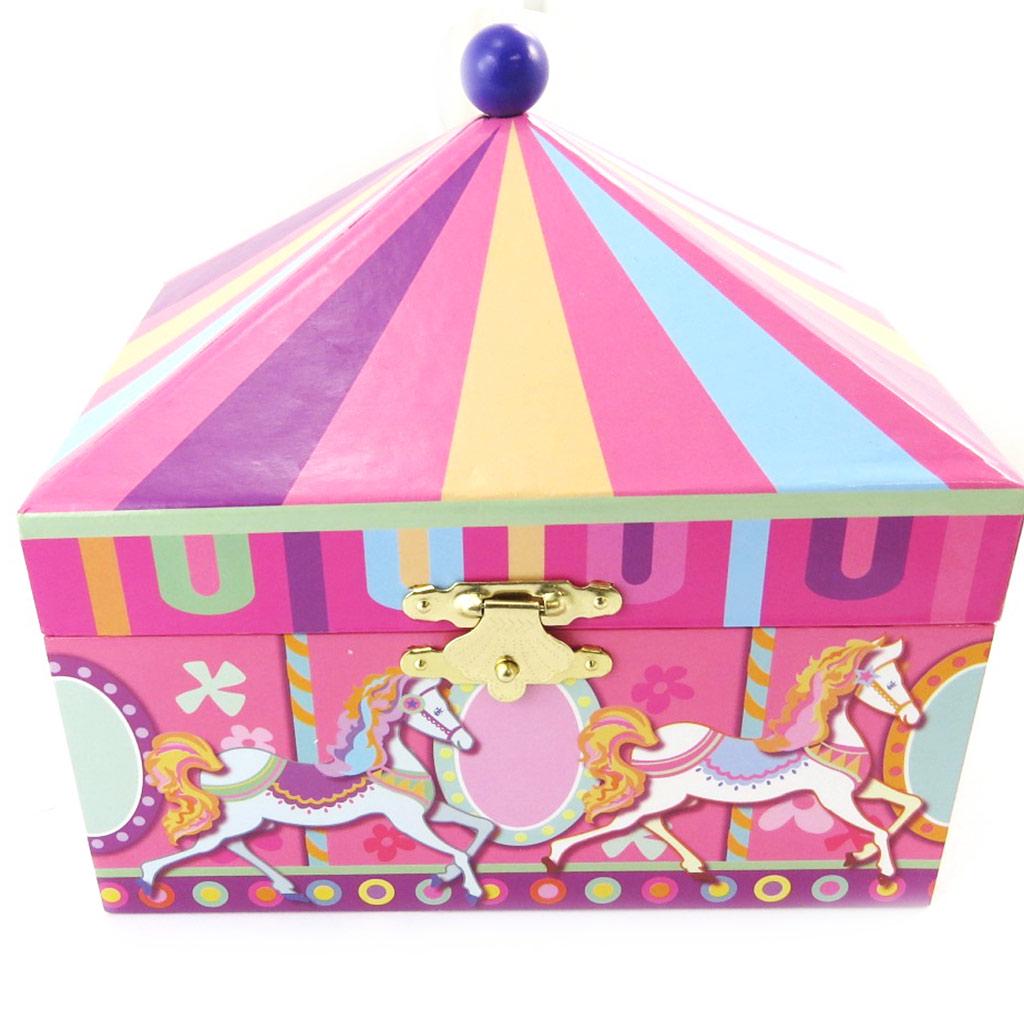Les Trésors De Lily [N5291] - Pink Multi-colored 'Carousel' Jewelry Box (musical) - 15x13x11 Cm