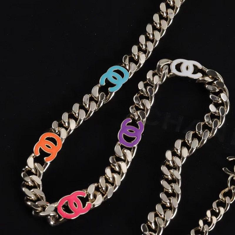 2025 Unisex Double C Enamel Twist Chain Necklace - European & American Fashion Clavicle Style