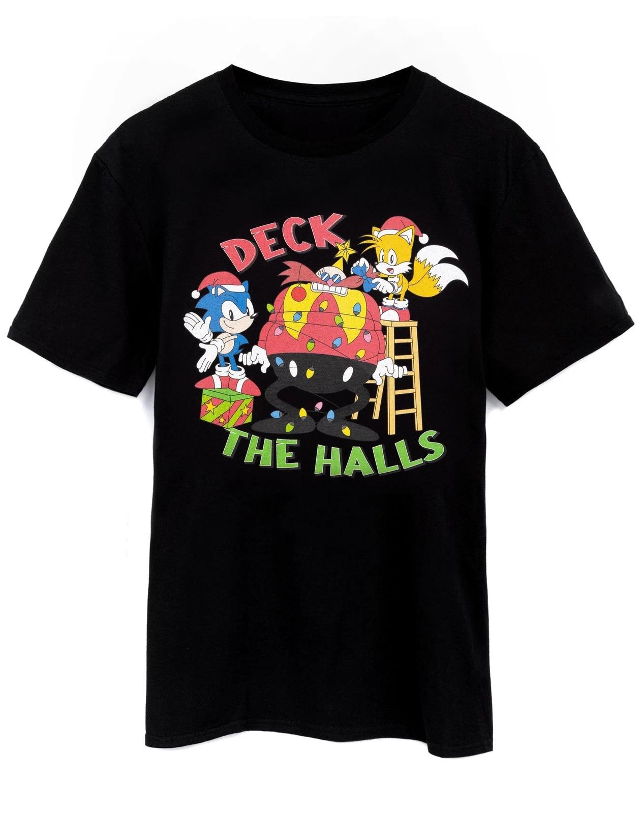 Sonic the Hedgehog Black Character Short Sleeved 100% Cotton T-shirt Mens Tees Top Mens 3XL