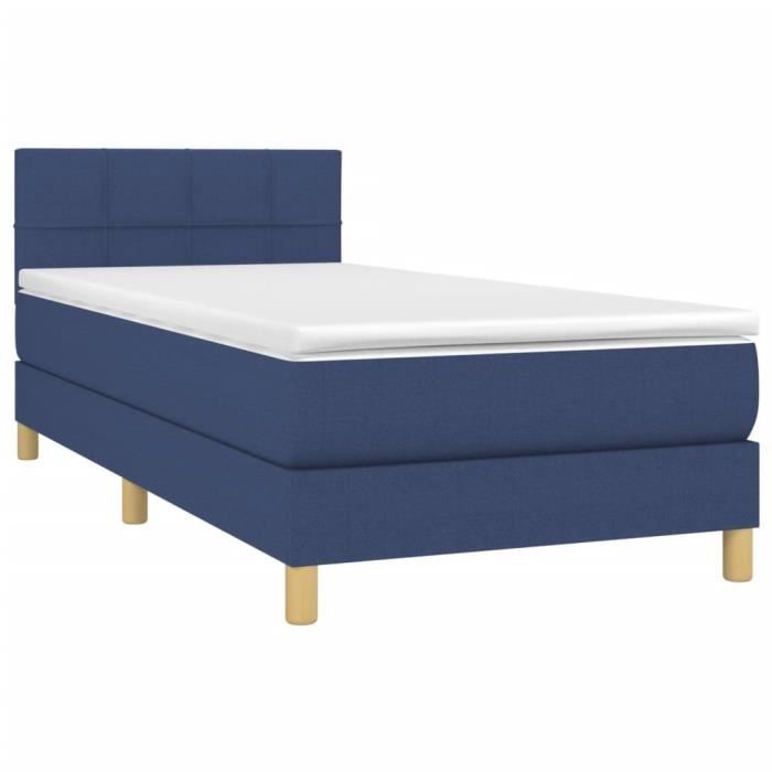 3140575 vidaXL Lit à sommier tapissier avec matelas Bleu 80x200 cm Tissu
