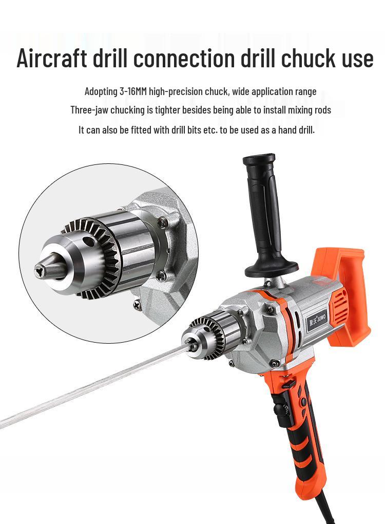 16 Aircraft Electric Handheld Drill Mixer for Cement, Putty, Powder with Forward/Reverse Rotation