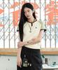 RuNaKi'Hu' Wxk019 Dot Raglan Color Block Short Sleeve Knit (Ivory)