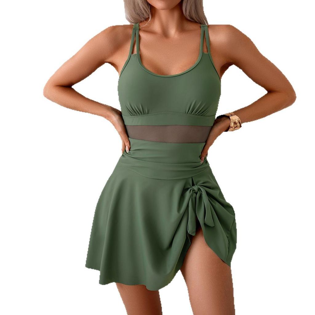 Women’s Summer Bathing Suit Fashion Swim Dress One-Piece Swimsuit, Backless Swimwear