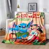 Stitch Printed Anime Fleece Plush Blanket Soft Warm Blanket for Adults and Children Bedroom Sofa Gift  Throw Blanket