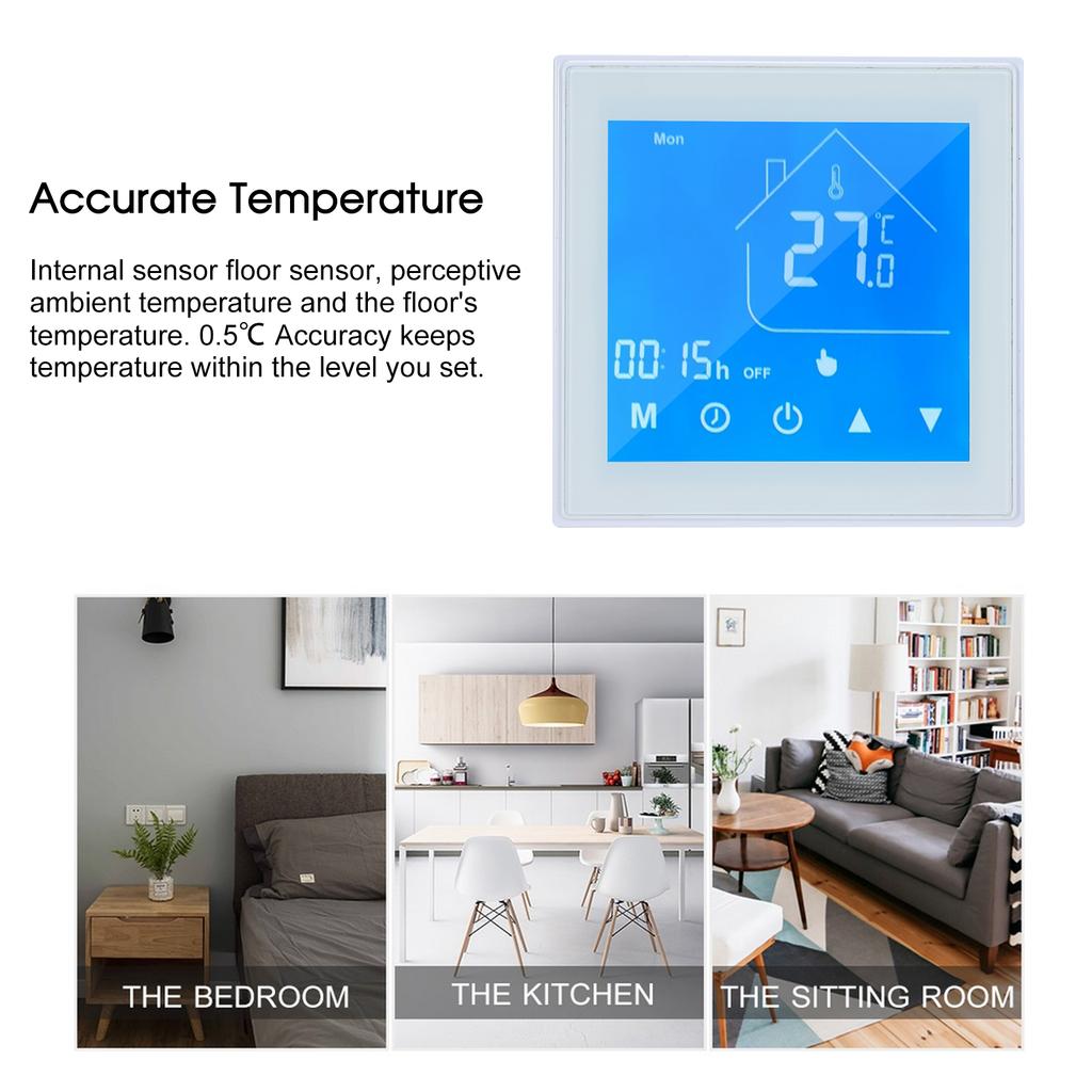 Thermostat Temperature Controller LCD Display Week Programmable for Water Heating for Household